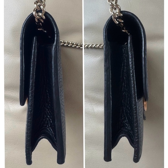 Authentic Gucci Dollar GG Interlocking Black Leather Chain Crossbody Clutch Bag - Picture 6 of 11